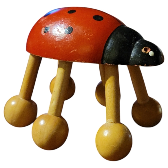 Vtg Wooden Ladybug Full Body Massager Homeopathic Health Relaxation Tool - Picture 2 of 5